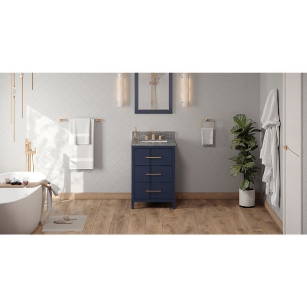 Jeffrey Alexander 24In. Hale Blue Katara Vanity, Boulder Cultured Marble Vanity Top, Undermount Rectangle Bowl VKITKAT24BLBOR